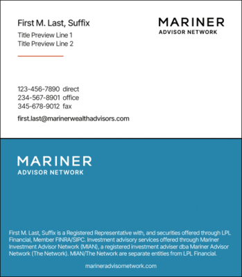 Image of Mariner Advisor Network Business Card - LPL/MIAN Registered Only